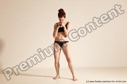 Underwear Martial art Woman White Moving poses Slim medium brown Dynamic poses Academic